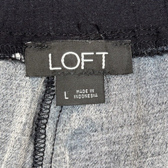 Ann Taylor LOFT Polka Dot High Rise Pull-On Tapered Pants Black Large - Picture 7 of 8